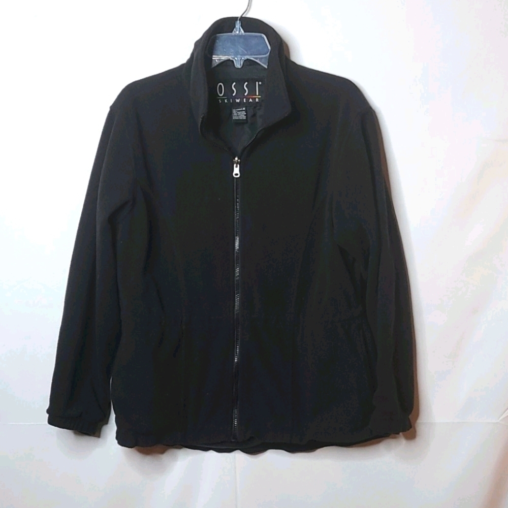 OSSI skiwear zip up high neck black jacket M